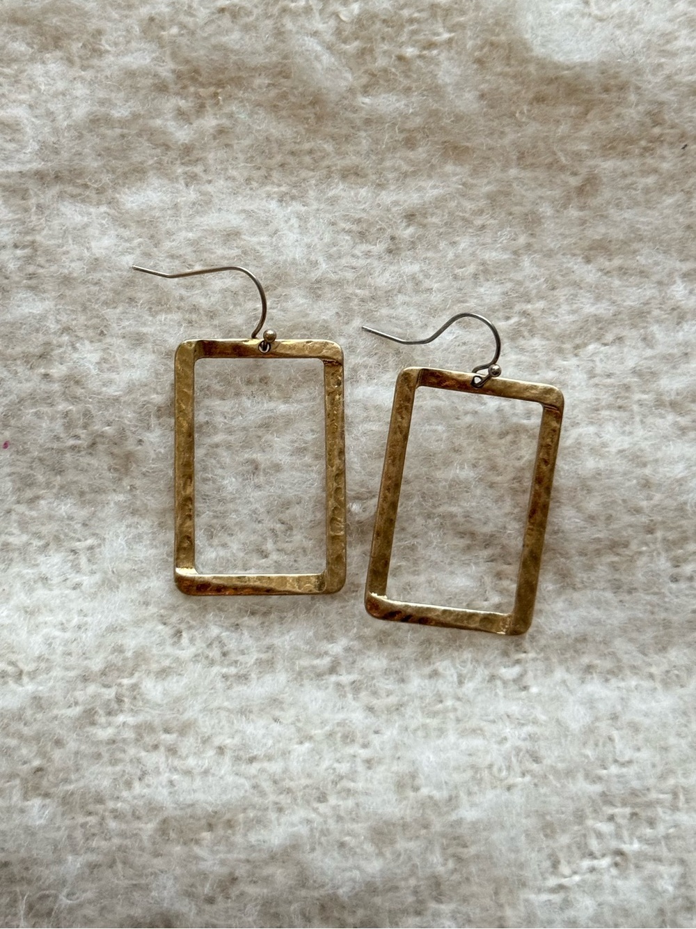Hammered Rectangle Statement Earrings